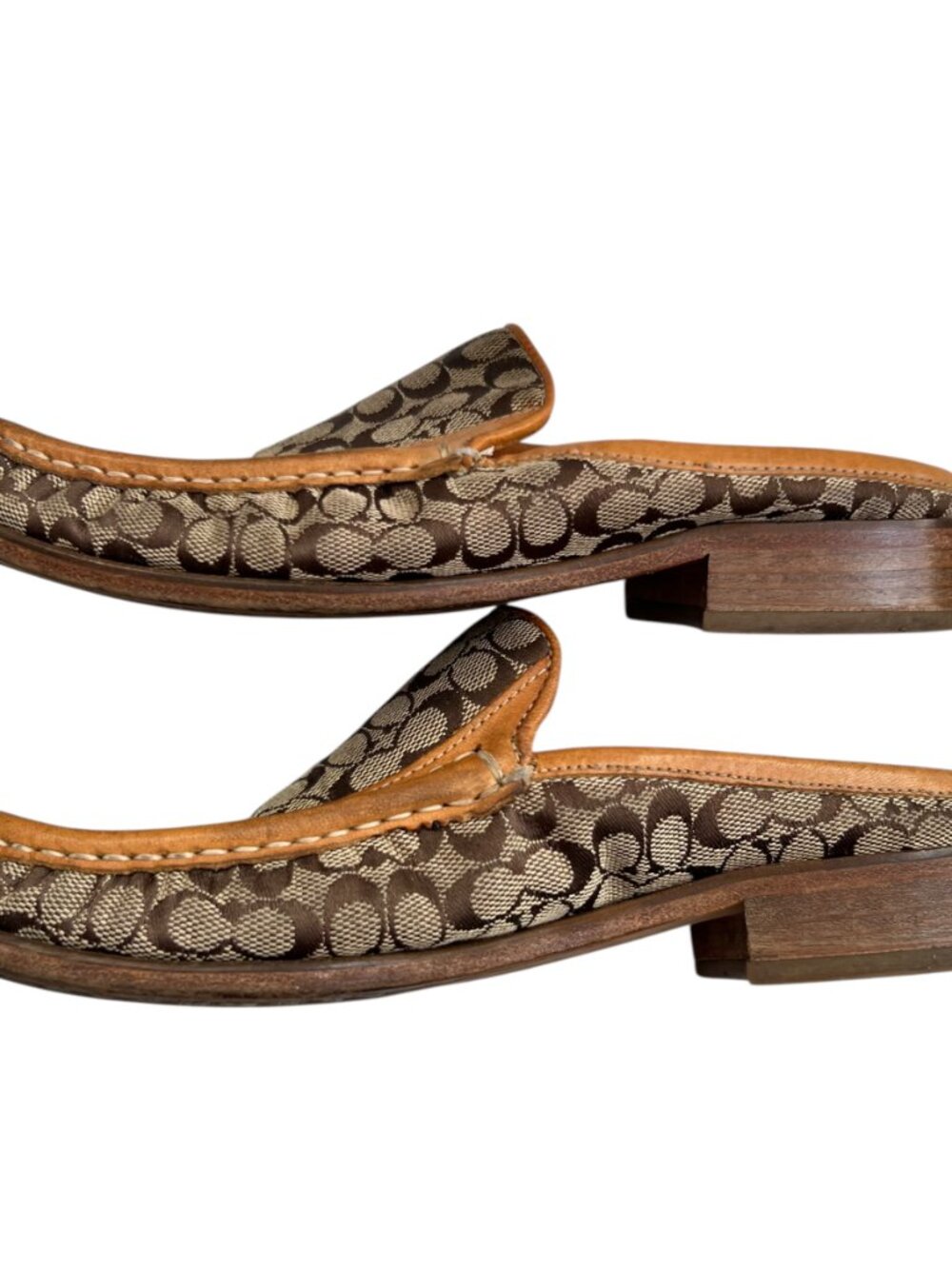 y2k Coach mules Vanessa brown jacquard leather trim slip on shoes size 7 womens - Picture 6 of 13